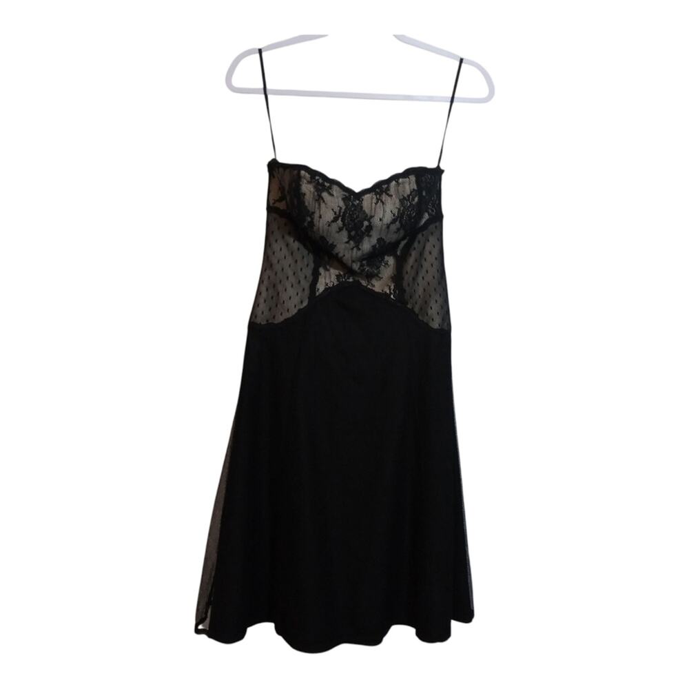 WHBM Strapless Sweetheart Black Mesh Lace Dark Romantic Cocktail Dress Size 0